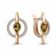 Серьги из золочёного серебра AQUAMARINE с фианитом и султанитом