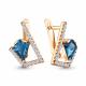 Серьги из золочёного серебра AQUAMARINE с фианитом и Лондон топазом