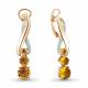 Серьги из золочёного серебра AQUAMARINE с фианитом и цитрином