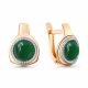 Серьги из золочёного серебра AQUAMARINE с фианитом и агатом
