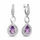 Серебряные серьги AQUAMARINE с фианитом и аметистом