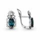 Серебряные серьги AQUAMARINE с фианитом и Лондон топазом