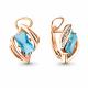 Серьги из золочёного серебра AQUAMARINE с топазом и фианитом