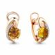 Серьги из золочёного серебра AQUAMARINE с фианитом и цитрином