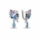 Серебряные серьги AQUAMARINE с топазом, фианитом, аметистом, эмалью, миксом камней и Лондон топазом