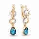 Серьги из золочёного серебра AQUAMARINE с фианитом и Лондон топазом