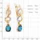 Серьги из золочёного серебра AQUAMARINE с фианитом и Лондон топазом