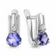 Серебряные серьги AQUAMARINE с фианитом и танзанитом