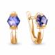 Серьги из золочёного серебра AQUAMARINE с танзанитом