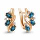 Серьги из золочёного серебра AQUAMARINE с фианитом и Лондон топазом