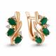 Серьги из золочёного серебра AQUAMARINE с фианитом и агатом