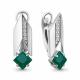 Серебряные серьги AQUAMARINE с фианитом и агатом