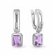 Серебряные серьги AQUAMARINE с фианитом и аметистом