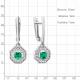 Серебряные серьги AQUAMARINE с фианитом и гидротермальным изумрудом