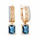 Серьги из золочёного серебра AQUAMARINE с фианитом и Лондон топазом