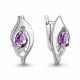 Серебряные серьги AQUAMARINE с фианитом и аметистом