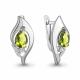 Серебряные серьги AQUAMARINE с фианитом и хризолитом