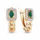 Серьги из золочёного серебра AQUAMARINE с фианитом и агатом