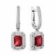 Серебряные серьги AQUAMARINE с фианитом и гранатом