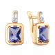 Серьги из золочёного серебра AQUAMARINE с фианитом и танзанитом