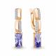 Серьги из золочёного серебра AQUAMARINE с фианитом и танзанитом