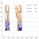Серьги из золочёного серебра AQUAMARINE с фианитом и танзанитом