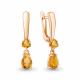 Серьги из золочёного серебра AQUAMARINE с цитрином
