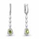 Серебряные серьги AQUAMARINE с фианитом и хризолитом