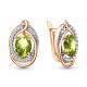 Серьги из золочёного серебра AQUAMARINE с фианитом и хризолитом