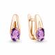 Серьги из золочёного серебра AQUAMARINE с аметистом