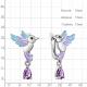Серебряные серьги AQUAMARINE с аметистом, эмалью и ювелирным кристаллом