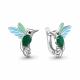 Серебряные серьги AQUAMARINE с агатом, эмалью и ювелирным кристаллом