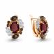 Серьги из золочёного серебра AQUAMARINE с фианитом, гранатом и кварцем