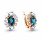 Серьги из золочёного серебра AQUAMARINE с топазом, фианитом и Лондон топазом