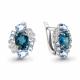Серебряные серьги AQUAMARINE с топазом, фианитом и Лондон топазом