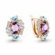 Серьги из золочёного серебра AQUAMARINE с топазом, фианитом и аметистом