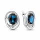 Серебряные серьги AQUAMARINE с фианитом и Лондон топазом