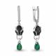 Серебряные серьги AQUAMARINE с фианитом, агатом, гидротермальным изумрудом и ювелирным кристаллом