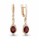 Серьги из золочёного серебра AQUAMARINE с фианитом и гранатом