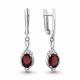 Серебряные серьги AQUAMARINE с фианитом и гранатом