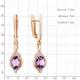 Серьги из золочёного серебра AQUAMARINE с фианитом и аметистом