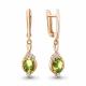 Серьги из золочёного серебра AQUAMARINE с фианитом и хризолитом