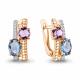 Серьги из золочёного серебра AQUAMARINE с топазом, фианитом и аметистом
