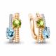 Серьги из золочёного серебра AQUAMARINE с топазом, фианитом и хризолитом