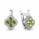 Серебряные серьги AQUAMARINE с фианитом и хризолитом