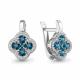 Серебряные серьги AQUAMARINE с фианитом и Лондон топазом