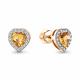 Серьги из золочёного серебра AQUAMARINE с фианитом и цитрином