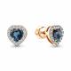 Серьги из золочёного серебра AQUAMARINE с фианитом и Лондон топазом