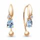 Серьги из золочёного серебра AQUAMARINE с топазом и фианитом