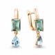 Серьги из золочёного серебра AQUAMARINE с топазом и празиолитом